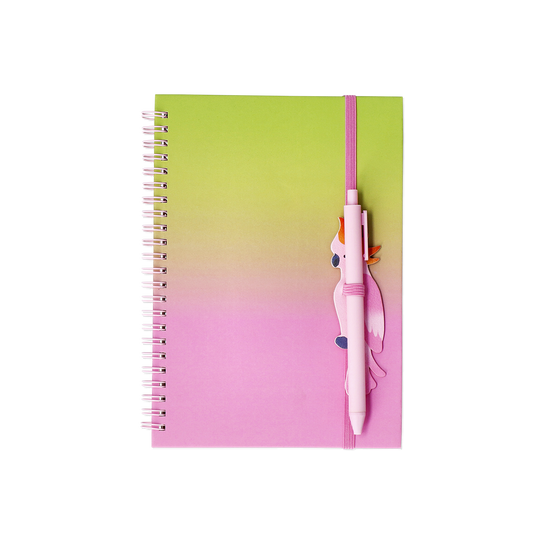 Flying Tiger Copenhagen Kuş Detaylı Kalem Tutuculu Spiralli Pembe Defter