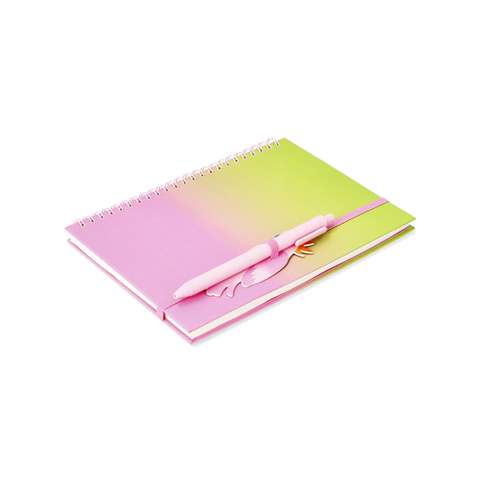 Flying Tiger Copenhagen Kuş Detaylı Kalem Tutuculu Spiralli Pembe Defter