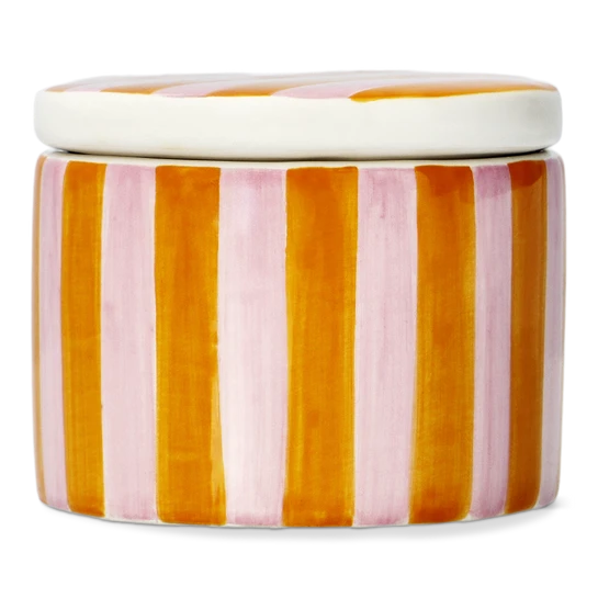 Flying Tiger Copenhagen Pembe Turuncu Kapaklı Seramik Kavanoz