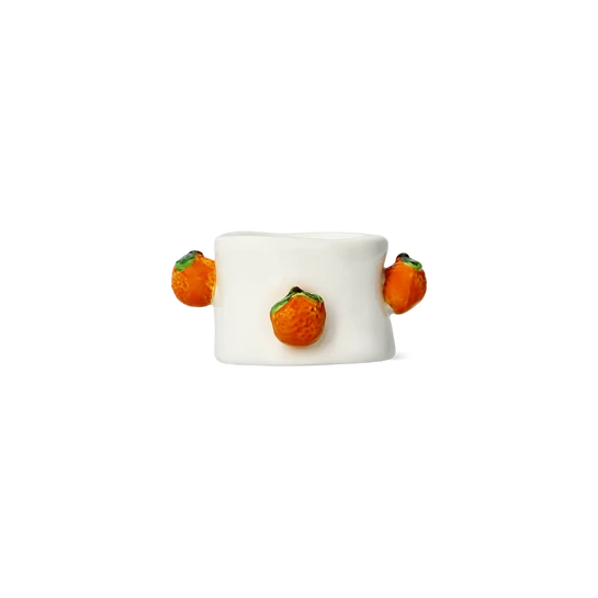 Flying Tiger Copenhagen Turuncu Portakal Detaylı Seramik Tealight Mumluk