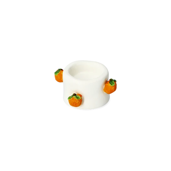 Flying Tiger Copenhagen Turuncu Portakal Detaylı Seramik Tealight Mumluk
