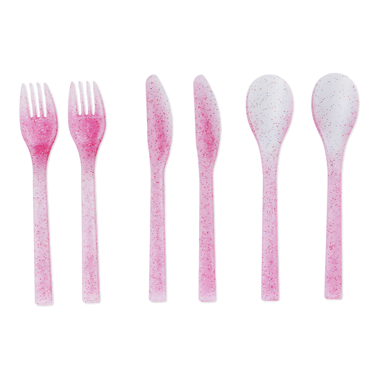Flying Tiger Copenhagen 6'lı Pembe Plastik Çatal Kaşık Bıçak Seti