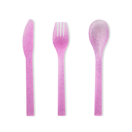 Flying Tiger Copenhagen 6'lı Pembe Plastik Çatal Kaşık Bıçak Seti