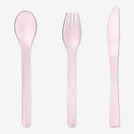 Flying Tiger Copenhagen Plastik Pembe Çatal Kaşık Bıçak Seti