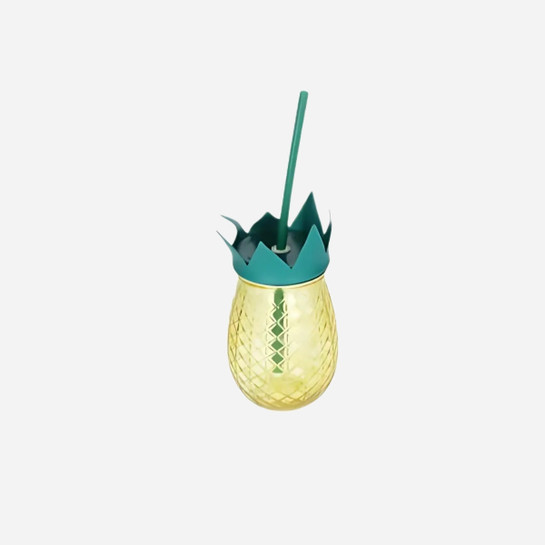 Flying Tiger Copenhagen Ananas Şeklinde Pipetli Cam Kavanoz Bardak