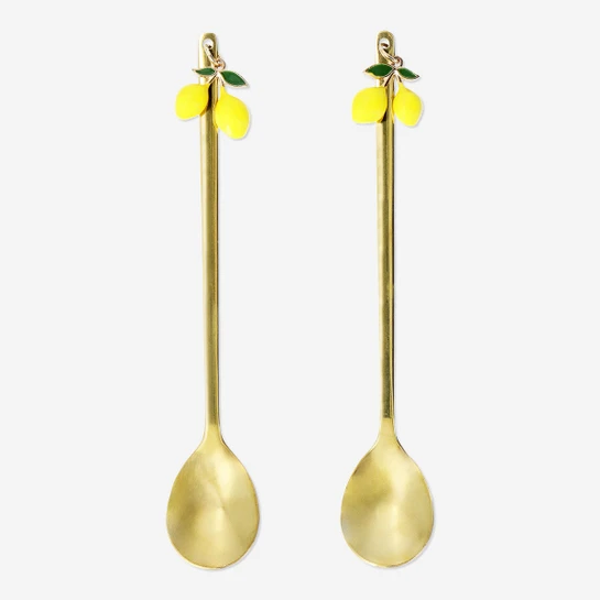 Flying Tiger Copenhagen 2'li Limon Detaylı Gold Tatlı Kaşığı