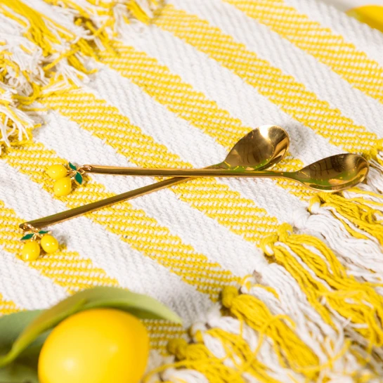 Flying Tiger Copenhagen 2'li Limon Detaylı Gold Tatlı Kaşığı