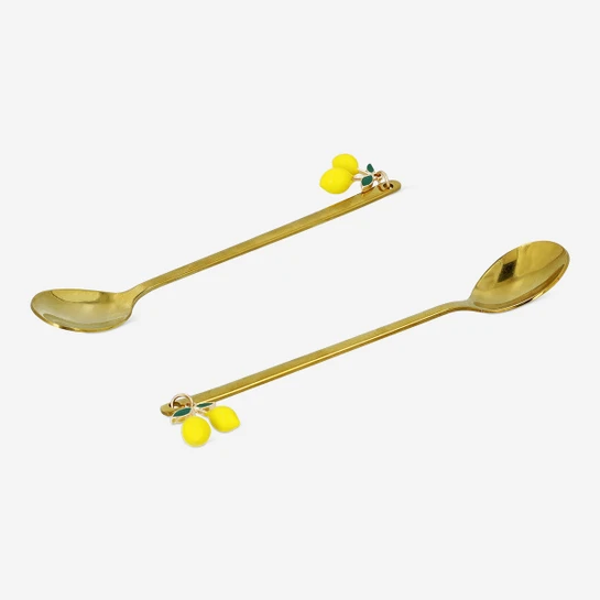Flying Tiger Copenhagen 2'li Limon Detaylı Gold Tatlı Kaşığı