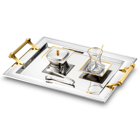 Jumbo Arezzo Gold 40 Parça Çelik Çay Seti