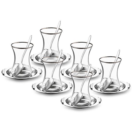 Jumbo Mars 18 Parça Çelik Çay Seti