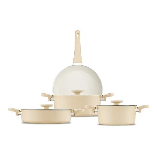 Jumbo Swiss Crystal Dark Cream 7 Parça İndüksiyon Tabanlı Tencere Seti