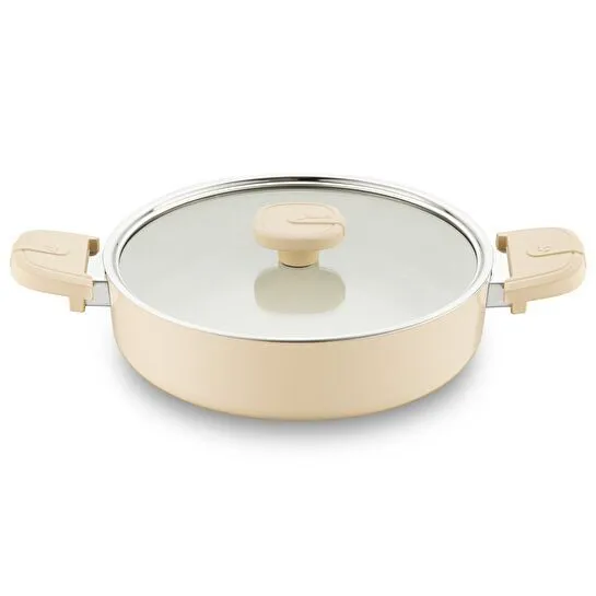 Jumbo Swiss Crystal Dark Cream 7 Parça İndüksiyon Tabanlı Tencere Seti