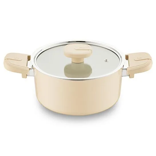 Jumbo Swiss Crystal Dark Cream 7 Parça İndüksiyon Tabanlı Tencere Seti