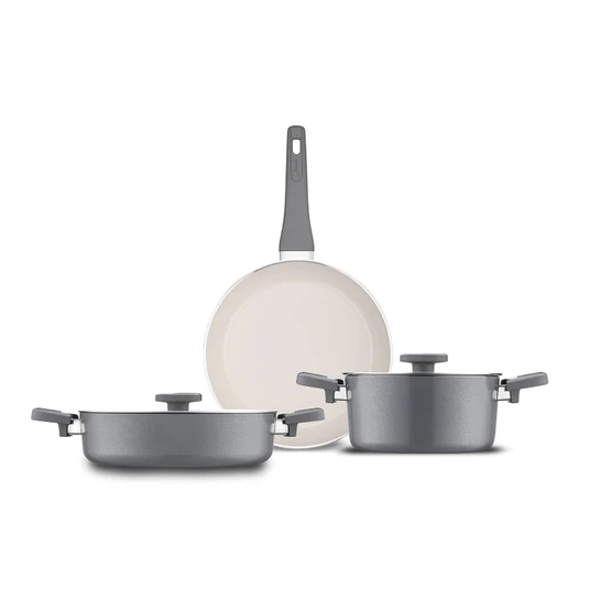Jumbo Swiss Crystal Grey 5 Parça İndüksiyon Tabanlı Tencere Seti