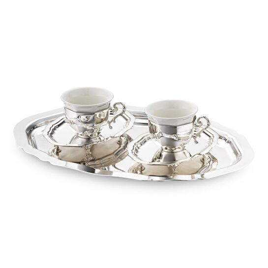 Jumbo Timeless MMXXV Çift Kişilik Kahve Fincan Seti Silver