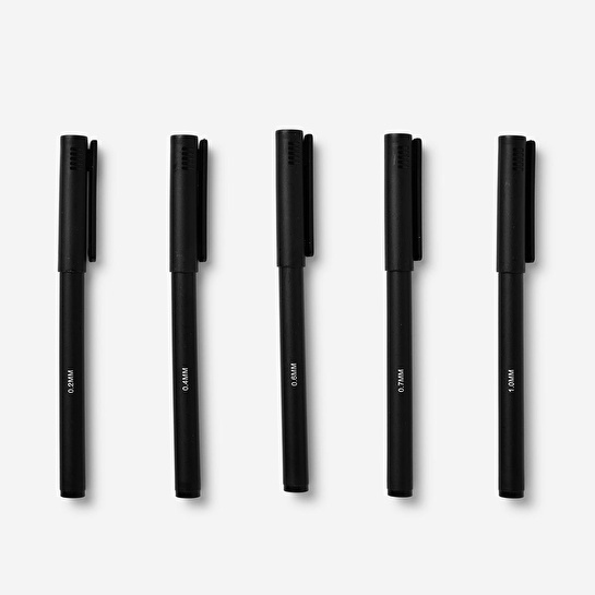 Flying Tiger Copenhagen 5'li Siyah Çizim Kalemi Seti