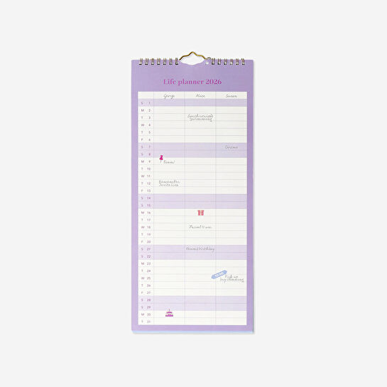 Flying Tiger Copenhagen Planlayıcılı Mor 2026 Duvar Takvimi