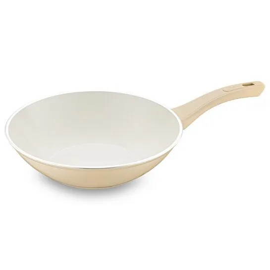 Jumbo Swiss Crystal Dark Cream İndüksiyon Tabanlı Wok Tava 28 cm