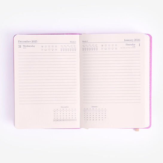 Flying Tiger Copenhagen Mor A6 Günlük 2026 Takvimi