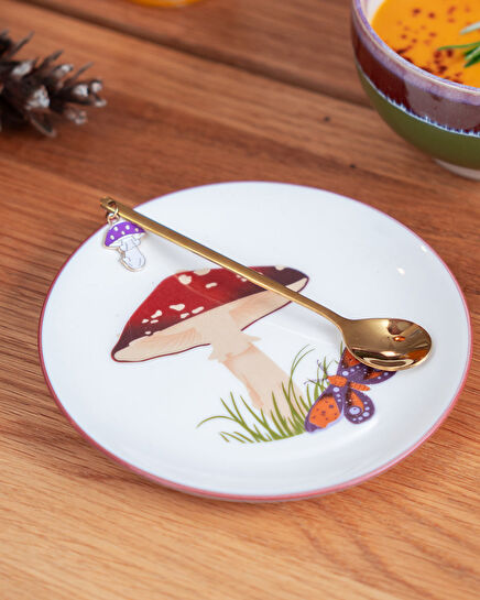 Flying Tiger Copenhagen Mantar Desenli Küçük Seramik Tabak