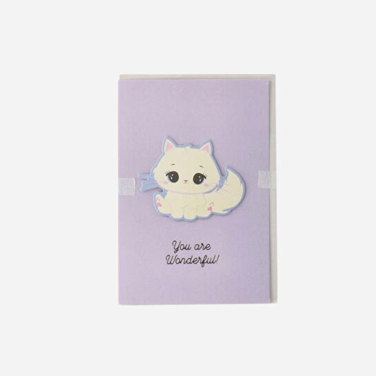 Flying Tiger Copenhagen Mor Kedi Desenli Tebrik Kartı