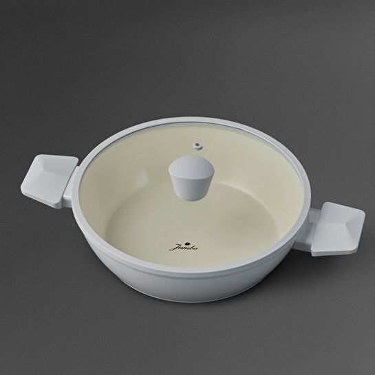 Jumbo Swiss Crystal Light Grey Basık Tencere 26 cm