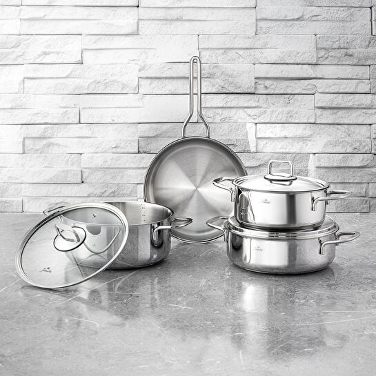 Jumbo Web New Lyon 7 Parça İndüksiyon Tabanlı Çelik Tencere Seti