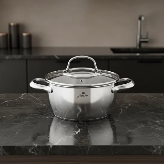 Jumbo Colosseum 3PLY 7 Parça İndüksiyon Tabanlı Çelik Tencere Seti