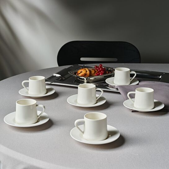 Jumbo Valetta Beyaz 12 Parça 6 Kişilik Fincan Takımı