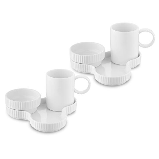 Jumbo Trigon Beyaz 2 Kişilik Kahve Fincan Takımı