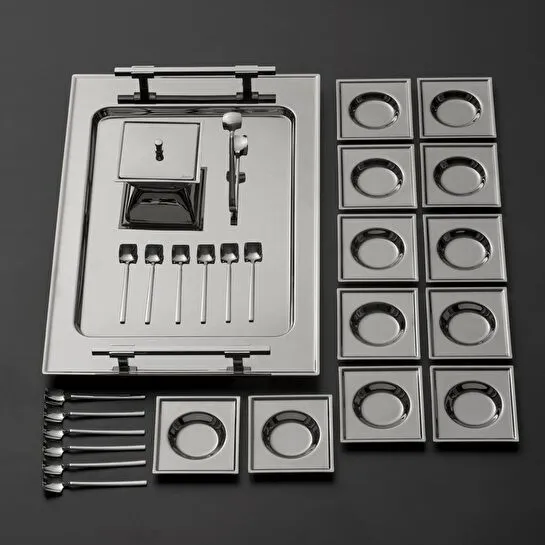 Jumbo New 9100 28 Parça Kare Çay Seti Çelik