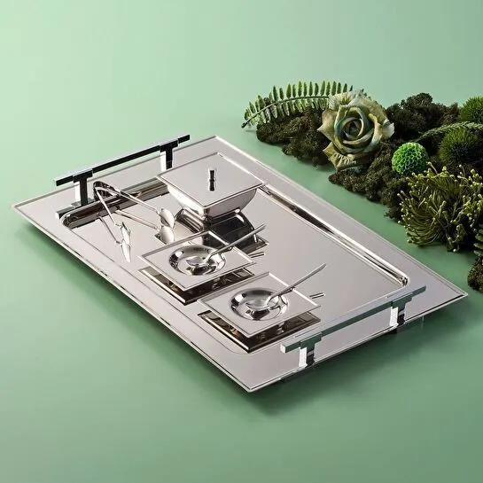 Jumbo New 9100 28 Parça Kare Çay Seti Çelik