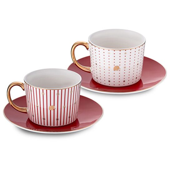 Jumbo Navy Kırmızı 2'li Çay Fincan Takımı 220 ml