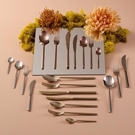 Jumbo 2900 Vannes Mocha Mousse 42 Parça 6 Kişilik Yemek Çatal Kaşık Bıçak Takımı