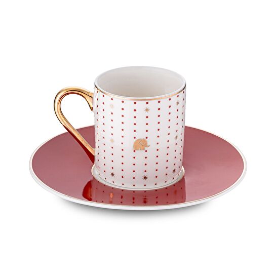 Jumbo Navy Kırmızı 2'li Kahve Fincan Takımı