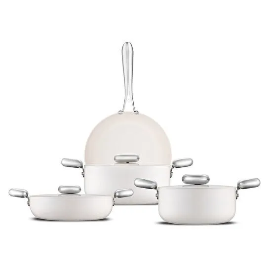 Jumbo Creamstone Swiss Crystal Cream 7 Parça Tencere Seti