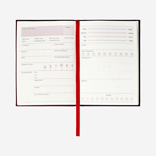 Flying Tiger Copenhagen Bordo Kumaş Kapaklı Şarap Günlüğü