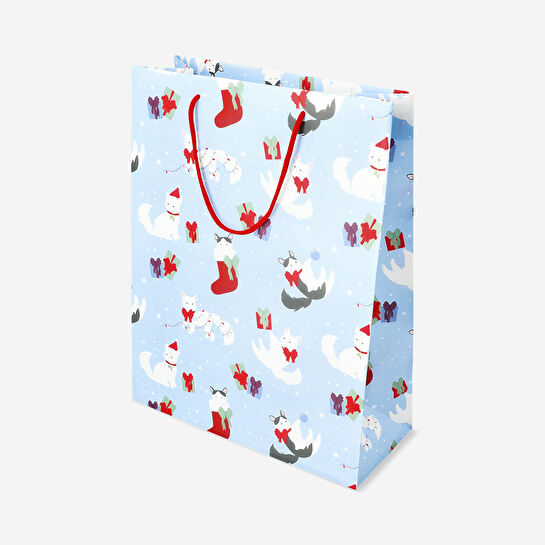 Flying Tiger Copenhagen Yılbaşı Temalı Kedi Desenli Hediye Çantası