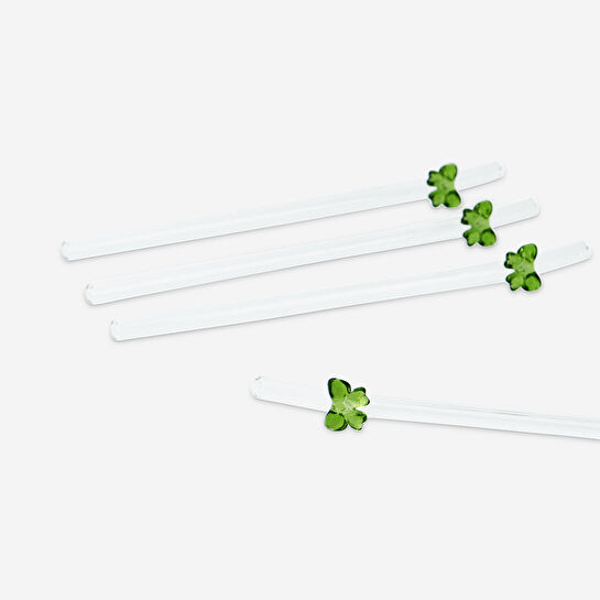 Flying Tiger Copenhagen 4'lü Yeşil Fiyonk Detaylı Cam Pipet