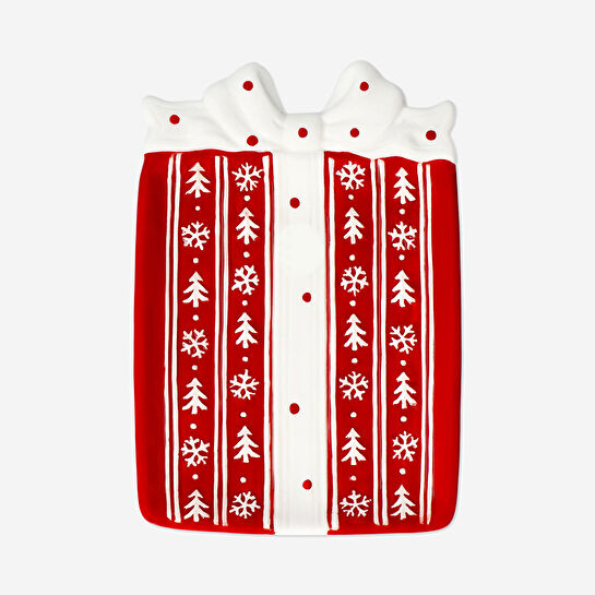 Flying Tiger Copenhagen Kırmızı Hediye Paketi Şeklinde Servis Tabağı