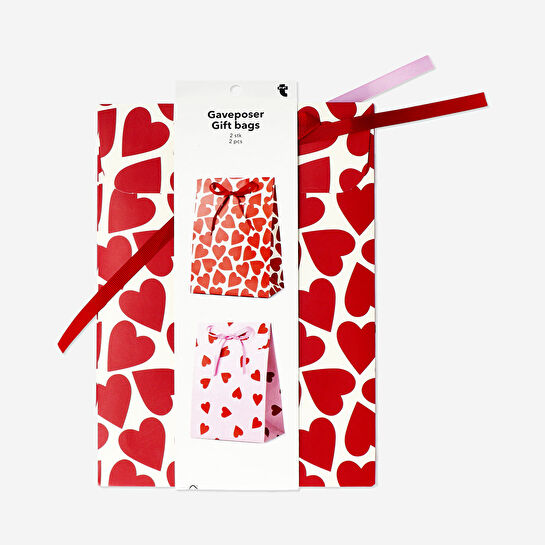 Flying Tiger Copenhagen 2'li Kalp Desenli Hediye Çantası