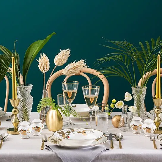 Jumbo Golden Butterfly 61 Parça 12 Kişilik Bone Yemek Takımı