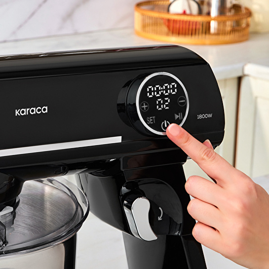Karaca Multichef Artisan Digital Ekran Döküm Hamur Yoğurma Makinesi Siyah 1800W 7L