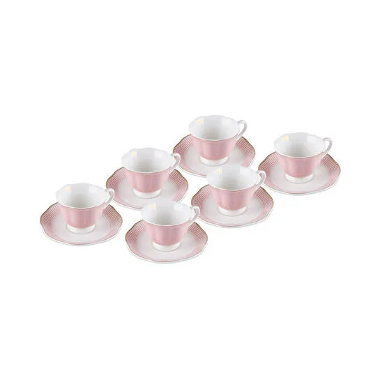 Karaca Piraye Pembe 6 Kişilik Kahve Fincan Takımı 80 ml