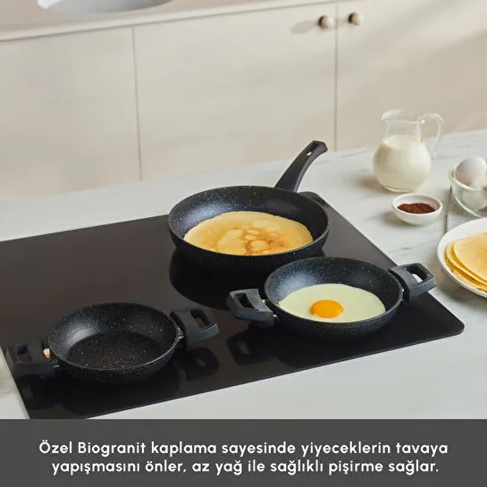 Karaca Biogranit Dide 3'lü Tava Sahan Seti Siyah