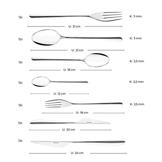 Emsan Elegance Bello 84 Parça 12 Kişilik Çatal Kaşık Bıçak Seti Lüks Kutulu