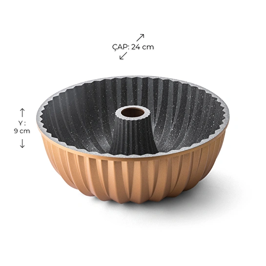 Emsan Griss Hardstone Döküm Kek Kalıbı Gold 24 cm
