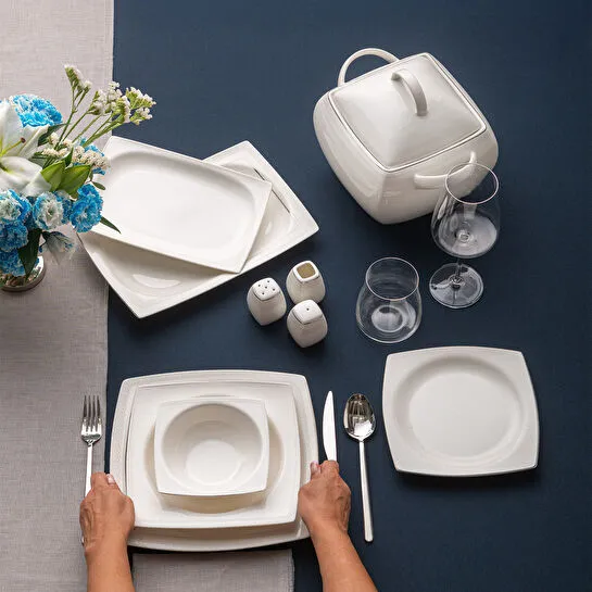 Emsan Zencerek Fine Bone 60 Parça 12 Kişilik Kare Yemek Takımı 