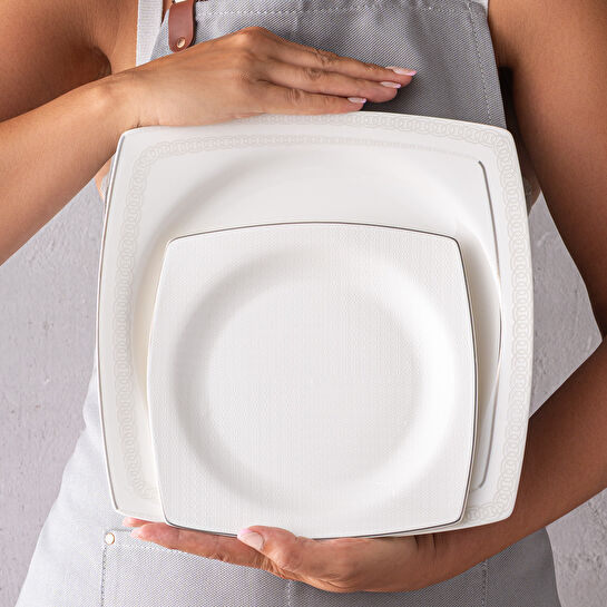 Emsan Zencerek Fine Bone 60 Parça 12 Kişilik Kare Yemek Takımı 