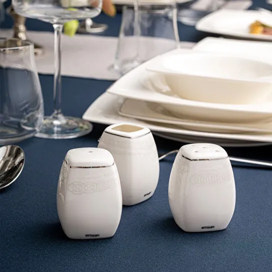 Emsan Zencerek Fine Bone 60 Parça 12 Kişilik Kare Yemek Takımı 